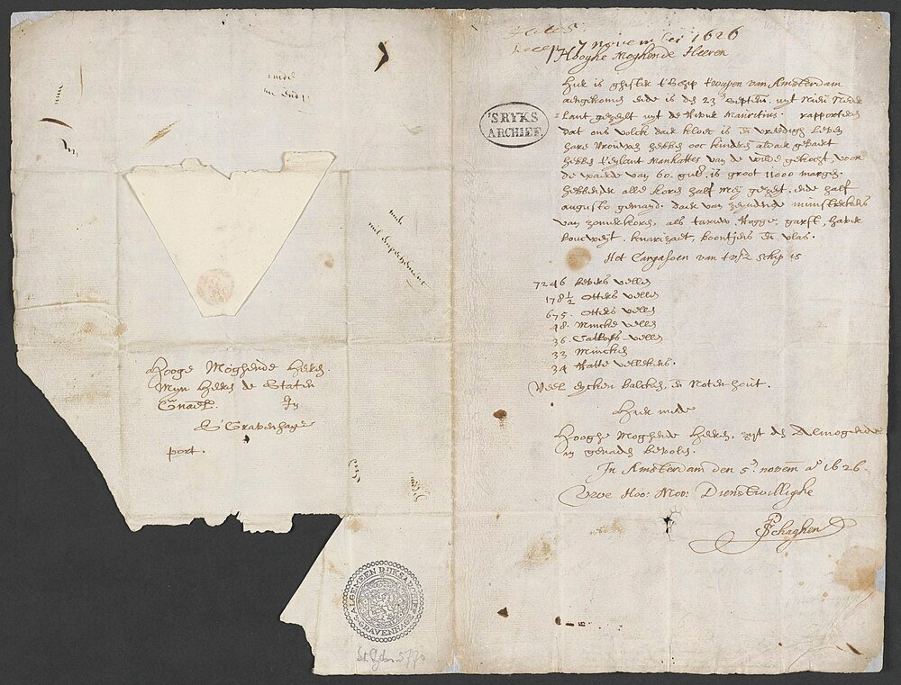 1626 Holländskt handskrivet historiskt brev med stämplar Historiskt handskrivet brev från 1626 med holländsk text, officiella stämplar och signaturer på åldrat papper.