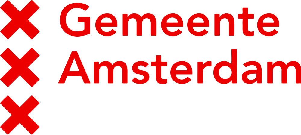 Gemeente Amsterdams officiella logotyp med tre röda kors Officiell logotyp för Gemeente Amsterdam med tre röda Sankt Andreas-kors som symboliserar staden Amsterdam i Nederländerna
