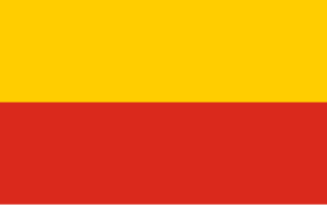 Gul och röd horisontell tvåfärgad flagga Flagga med två horisontella ränder, gul på toppen och röd på botten, representerar en enkel tvåfärgad design.