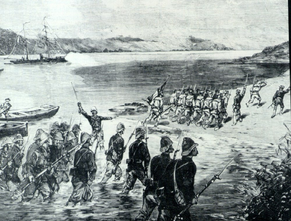 Soldater Landar på Strand i Historisk Strid Historisk svartvit illustration av soldater som landar på en strand under en militär invasion eller stridsscen