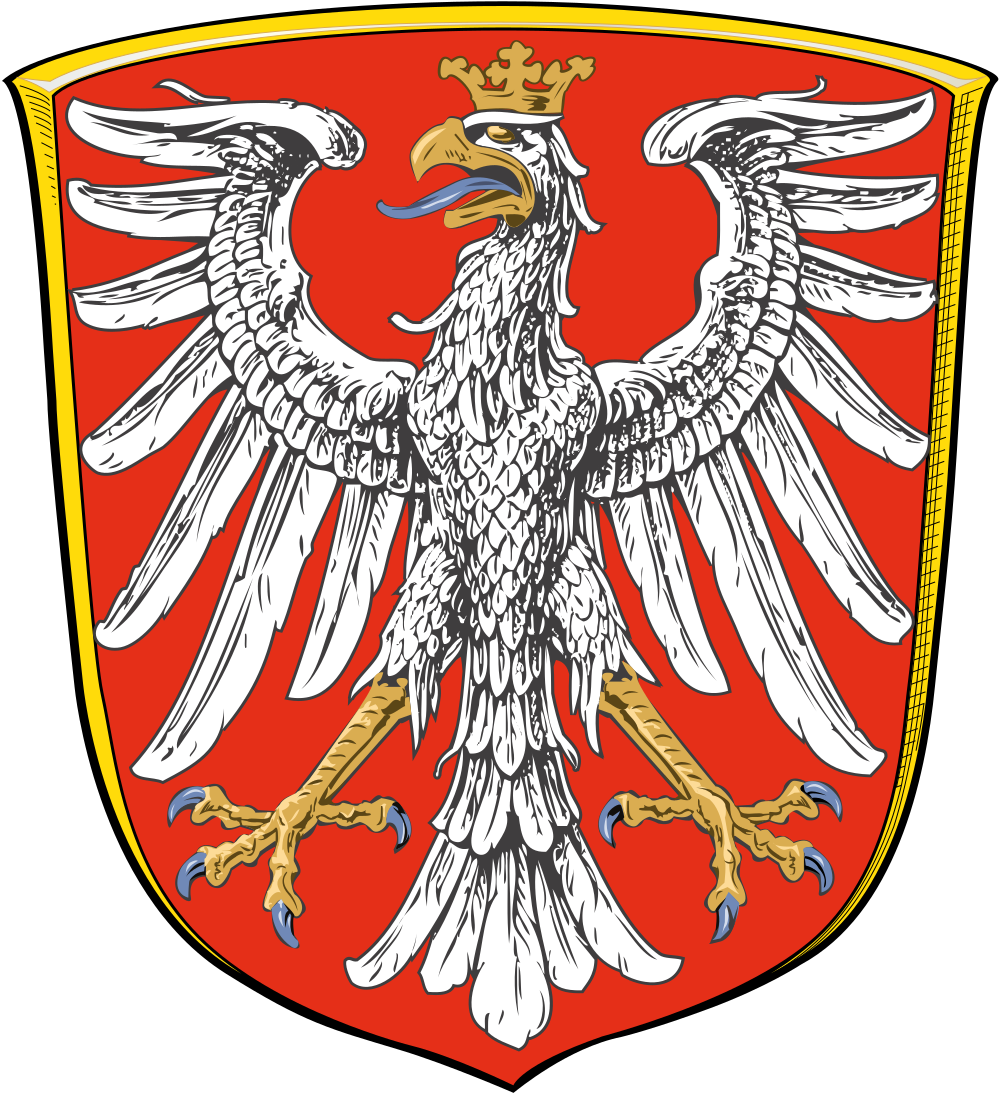 Polens statsvapen Vit Örn Emblem Vit kronad örn med utbredda vingar på röd sköld, symbol för Polens statsvapen, heraldisk emblem för Polen